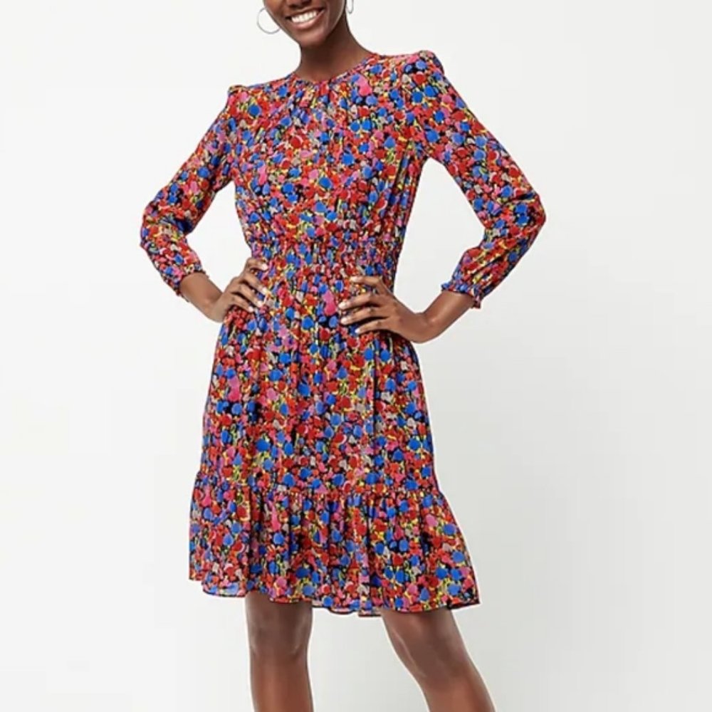 J Crew cinched-waist dress in watercolor floral